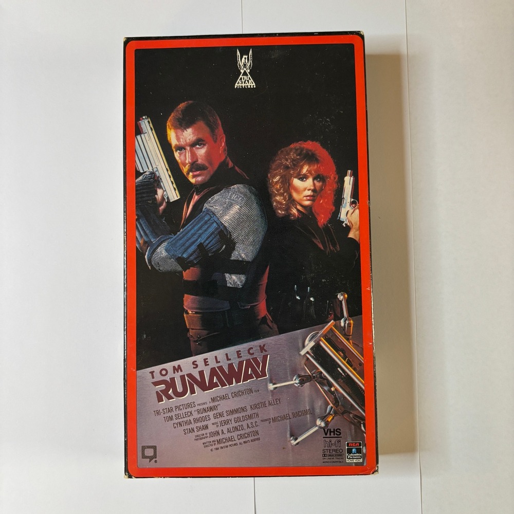 Runaway VHS Tom Selleck Gene Simmons Sci-Fi Action Movie 1984 RCA Columbia